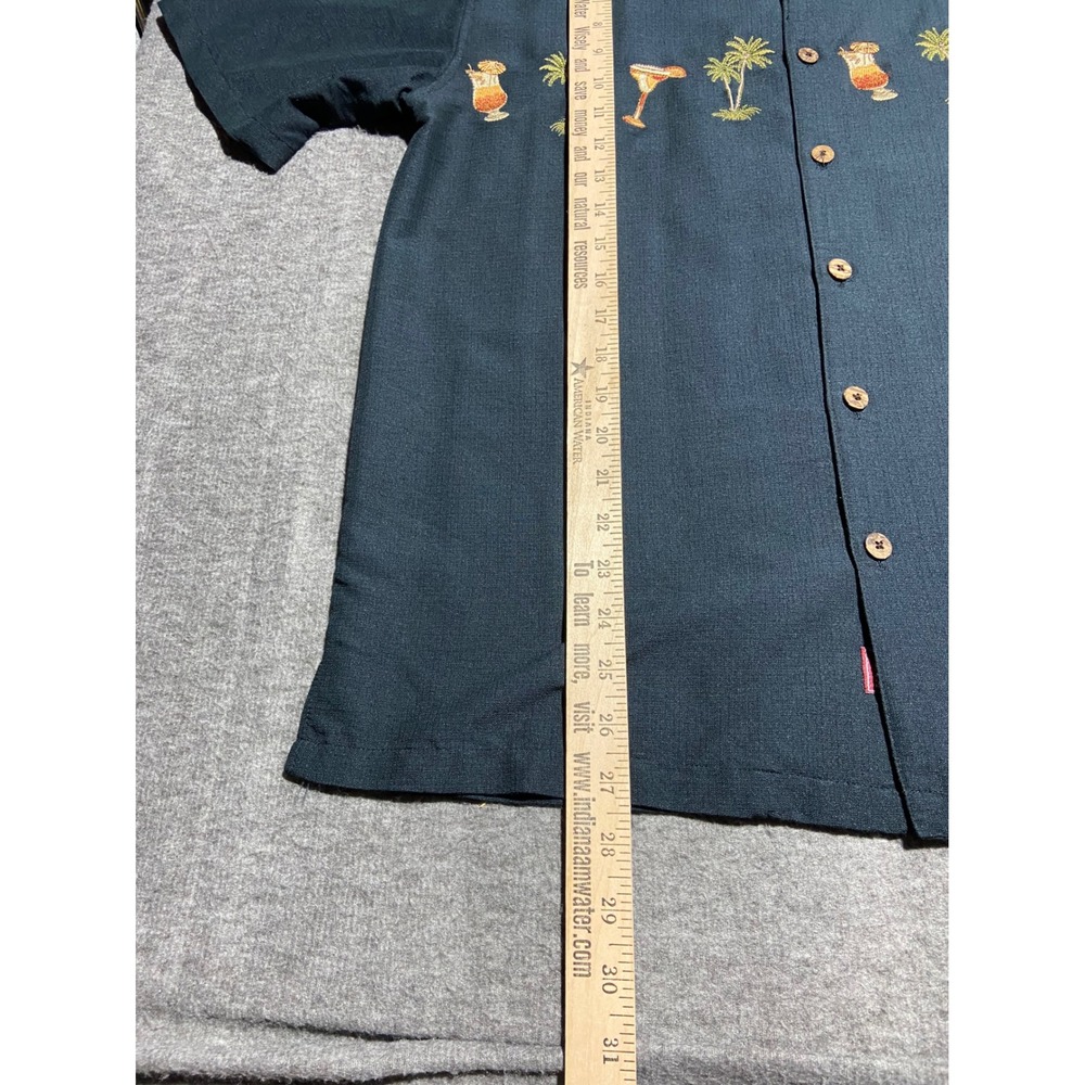 Bungalow Joe Hawaiian Shirt Black Vacation Cuban Old Money Rayon Blend M - Picture 4 of 10